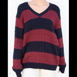 Brandy Melville Striped Niki V-Neck Sweater